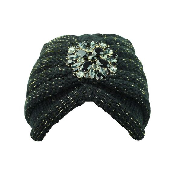 Knit Turban With Beaded Broach - Picture 7 of 8